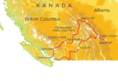 Routekaart Familienreise Kanada, 20 Tage Routekaart Familienreise Kanada, 20 Tage