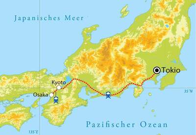 Routekaart Rundreise Japan, 11 Tage Routekaart Rundreise Japan, 11 Tage
