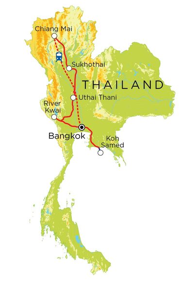 Routekaart Familienreise Thailand, 15 Tage Routekaart Familienreise Thailand, 15 Tage