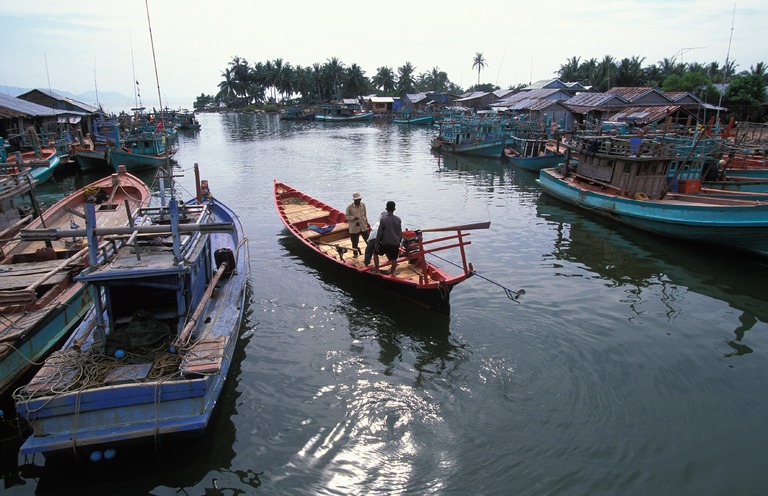 Schwimmende Händler in Siem Reap Fluss, SIem Reap, Boote, Kambodscha