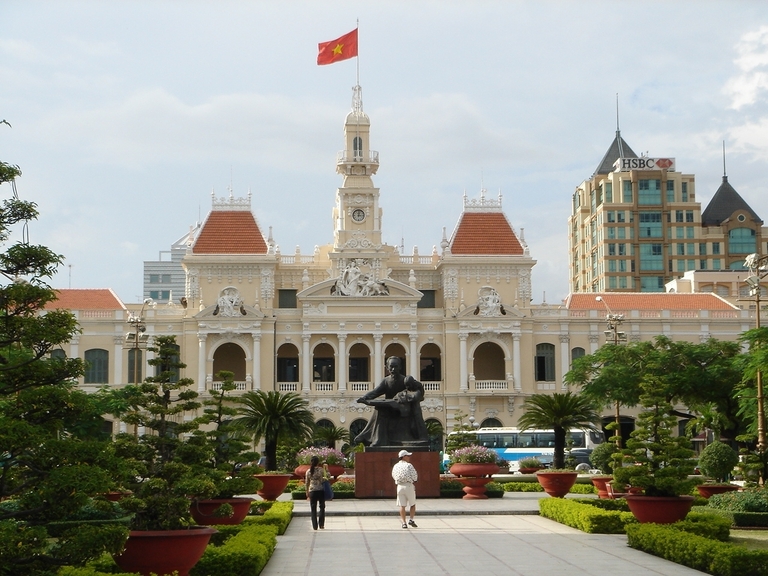 Das imposante Rathhaus in Saigon. Vietnam, Saigon, Rathaus