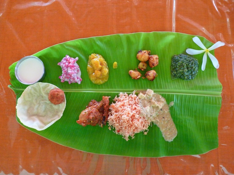 Malaysia Indische Küche Bananaleaf dish