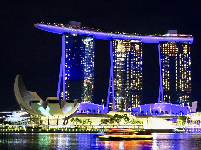 Marina Bay bei Nacht Marina Bay, Singapur, Skyline, Nacht, Rundreise Sungapur, reise singapur